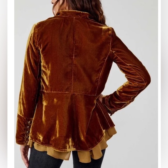 Free People Faye Velvet Jacket In Warm Tobacco Size XS - Picture 4 of 8